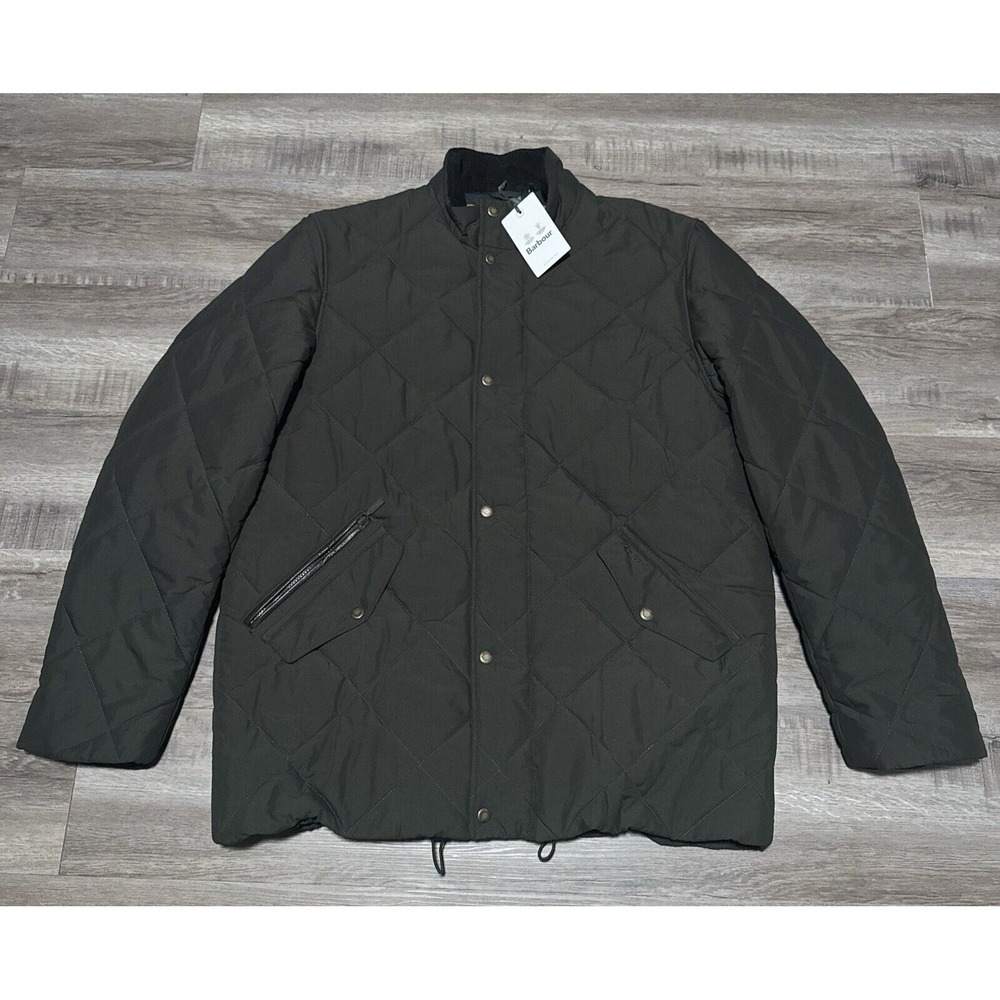 Barbour Men's 2XL Full Zip Olive Green Tartan Winter Chelsea Quilt Jacket XXL